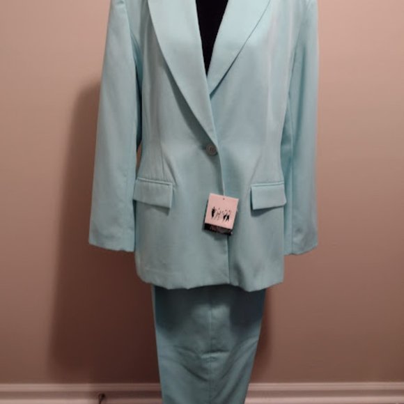 Together, 2pc Pant Suit, Light Blue, Pleated Back, Size-12, New - Picture 1 of 7